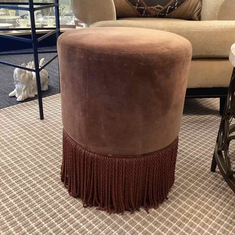 Brown Velour/Fringe Stool - McGee & Co.