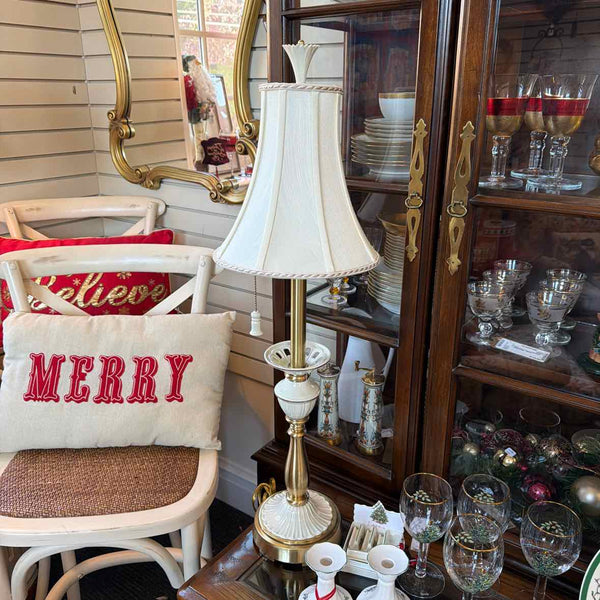 Pair of Lenox Cream & Gold Lamps