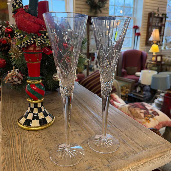 2 Waterford Champagne Glasses - Peace Toasting
