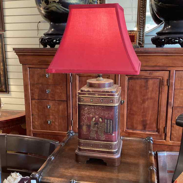 Red And Gold Chinoiserie Lamp