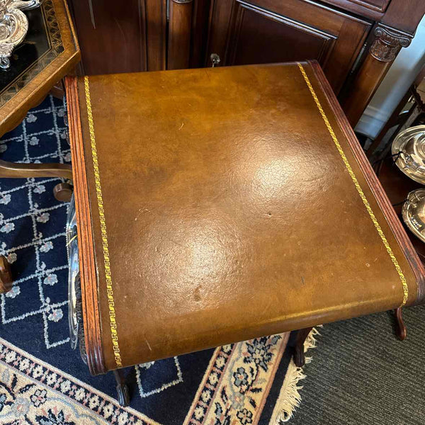 Leather Top Wood Table