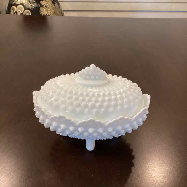 Hobnail Milk Glass Oval Dish