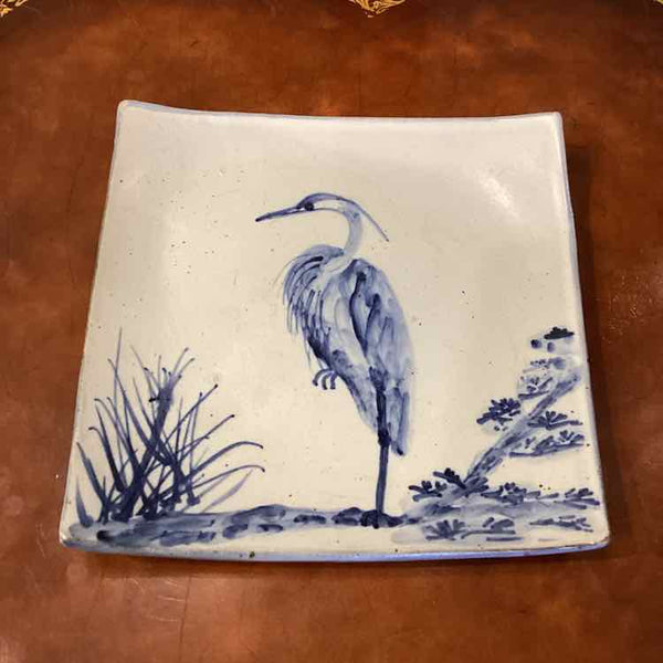 Blue Heron Gulf Rock Pottery Plate