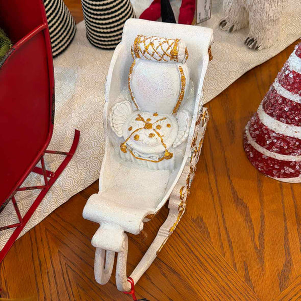 White & Gold Ornate Sleigh