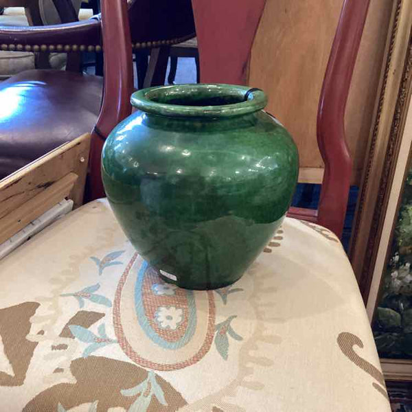 Vintage French Green Clay Vase