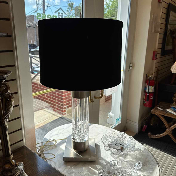 Silver Based Crystal Lamp w/Blk Shade