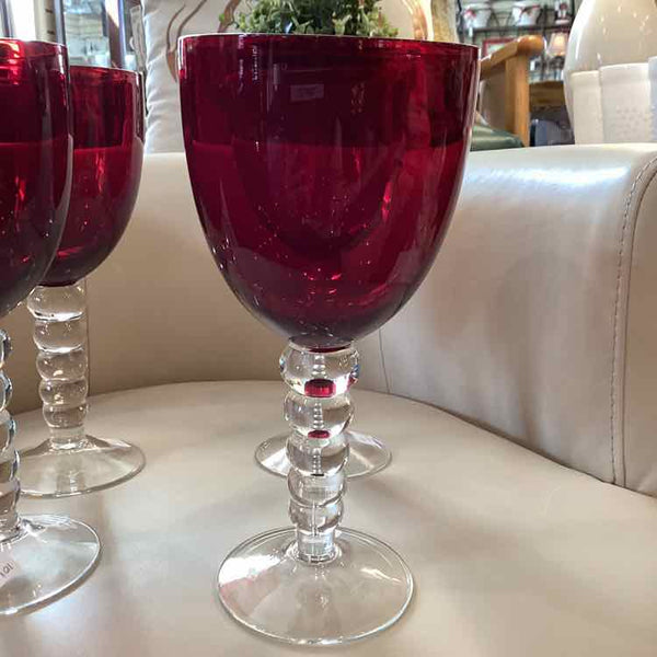 4  Red Water Goblets