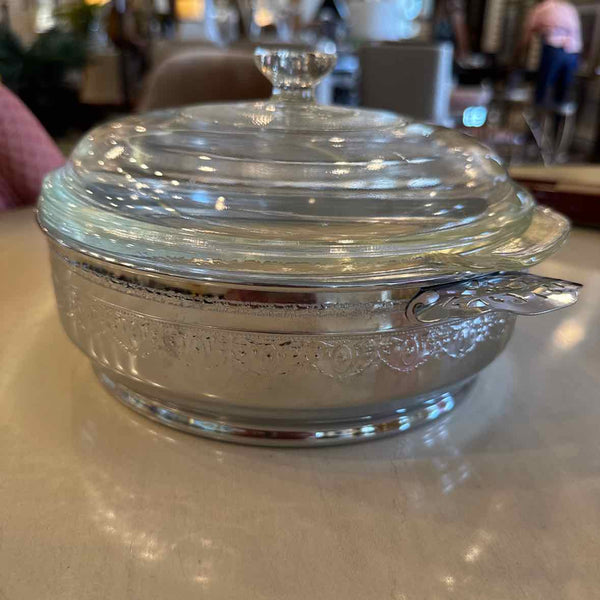 Glass And Silverplate Divided Dish