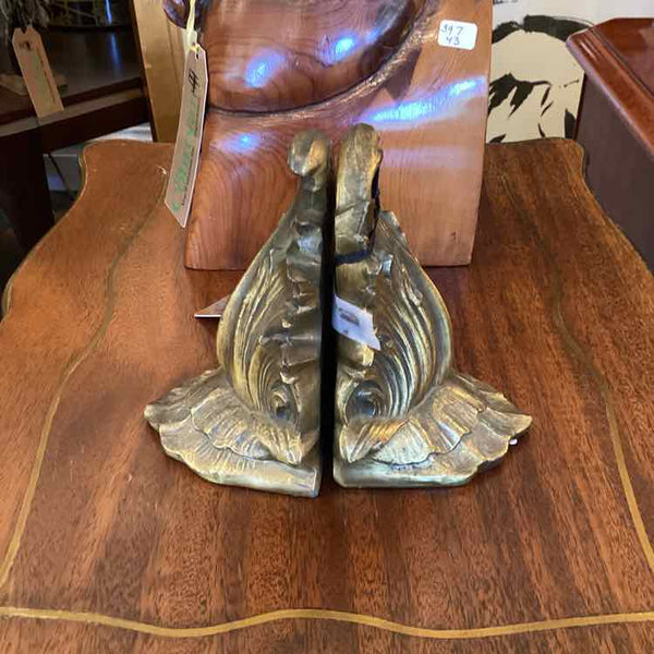 Brass Leaf Bookends
