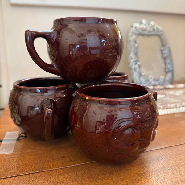 Brown Pottery Moon Face Mug
