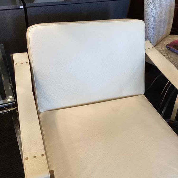 White Ostrich Leather Contempory Chair