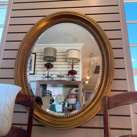 Gold Oval Beveled Mirror