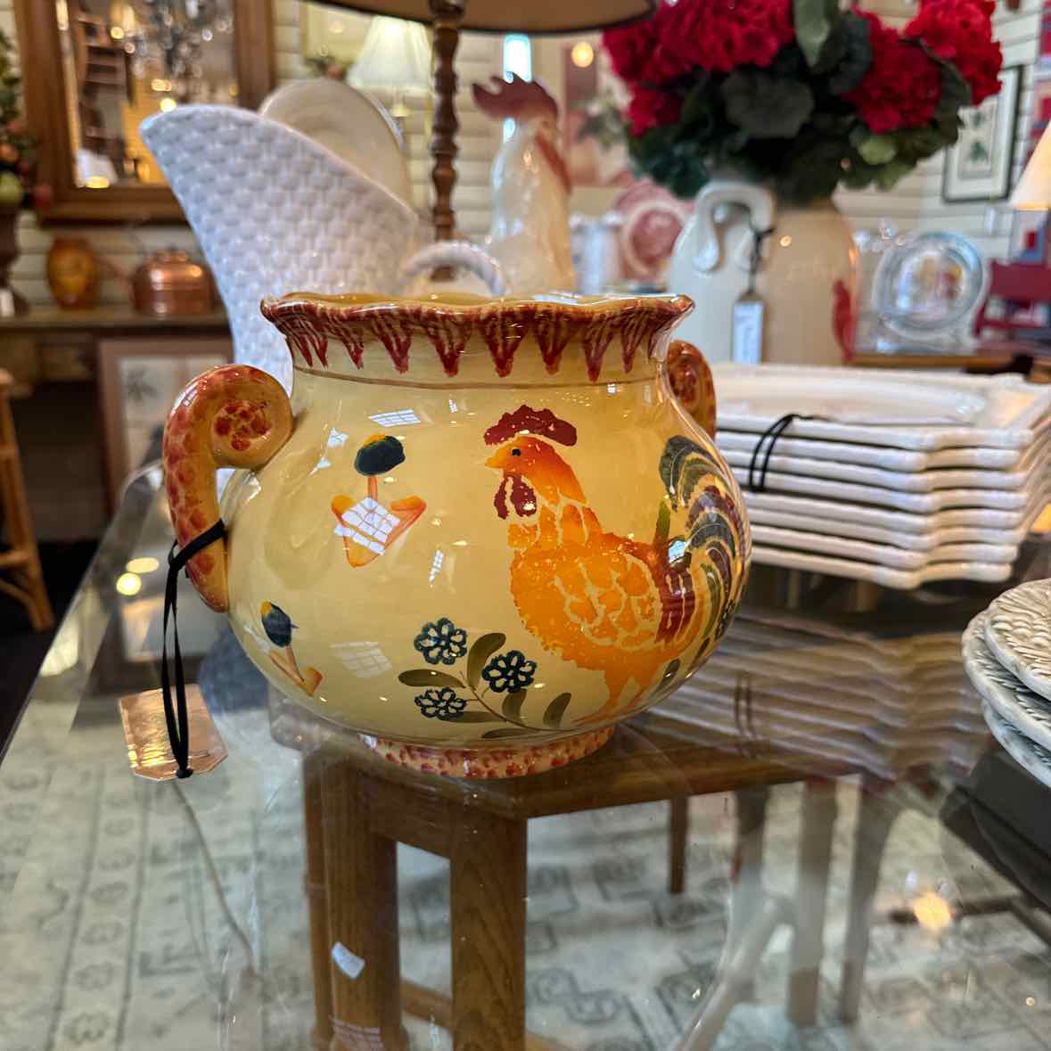 Two-Handled Rooster Pot/Vase