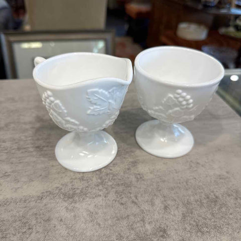 Milk Glass Creamer and Sugar