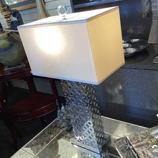17x9x29" Silver Circled Lamp