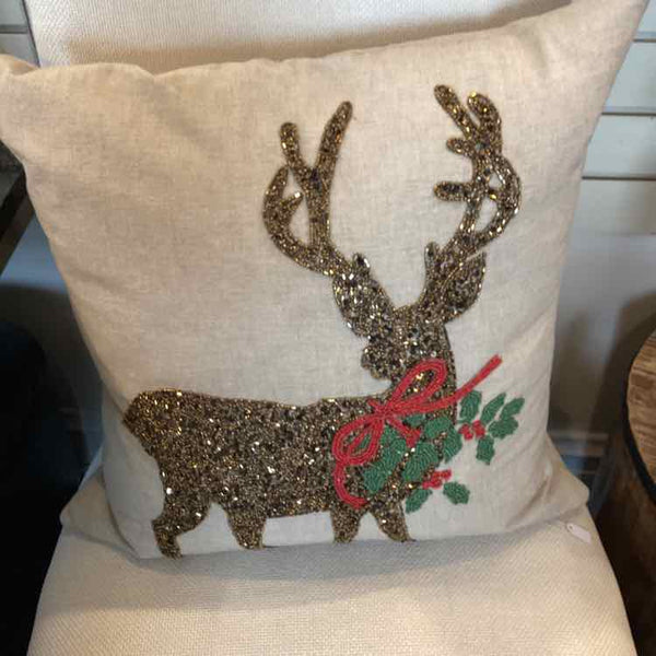 Beaded Reindeer Down Pillow