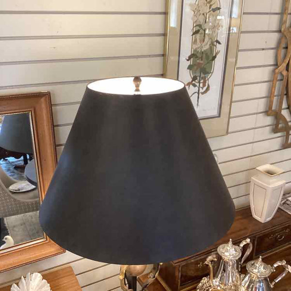 Black & Gold Iron Floor Lamp with Feather Detail