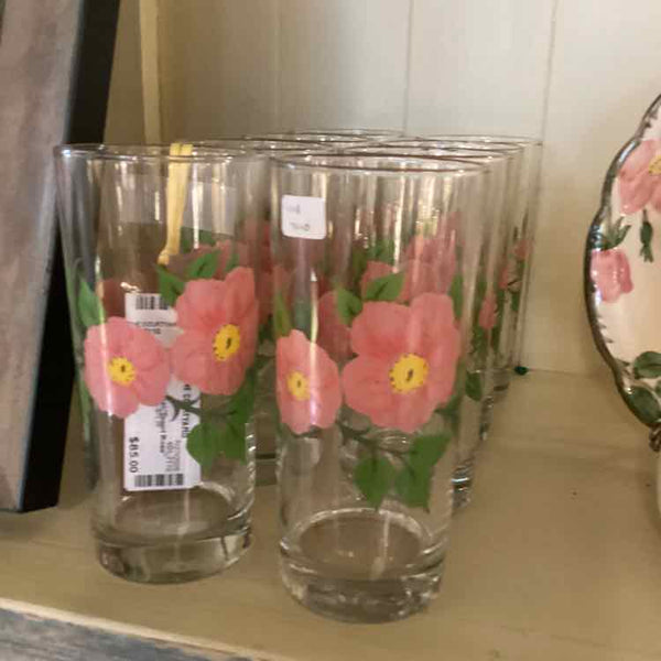 Eight Franciscan "Desert Rose" Glasses