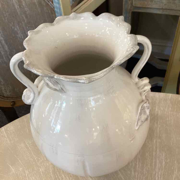 White Ceramic Vase with Handles