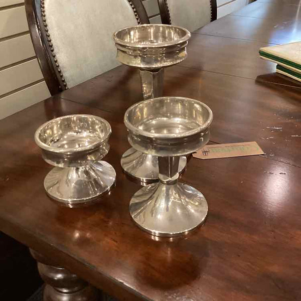Pottery Barn Set of 3 Silverplate Candleholders