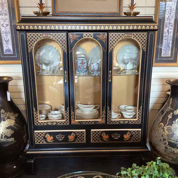 "AS IS" Asian Black Painted Cabinet