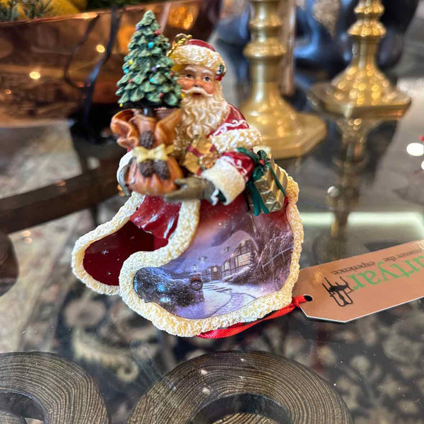 Thomas Kinkade Santa Ornament - Winter Scene on Cape