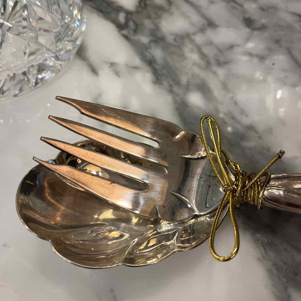 Silverplate Meat Fork And Spoon