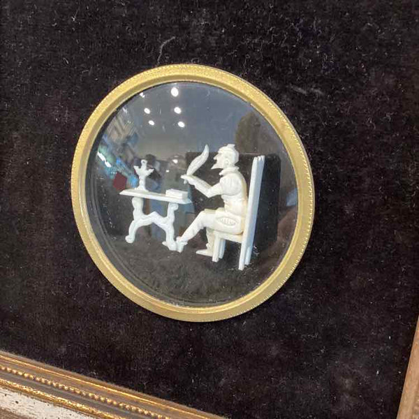 Carved Ivory Don Quivote Bubble Framed Glass