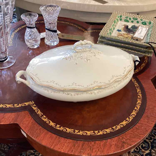 Ivory Antique Covered Serving Dish
