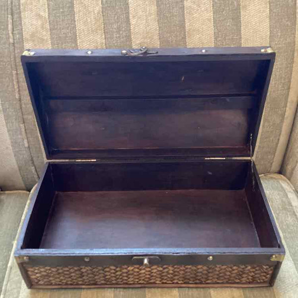 Wood & Leather Box - Rattan Design