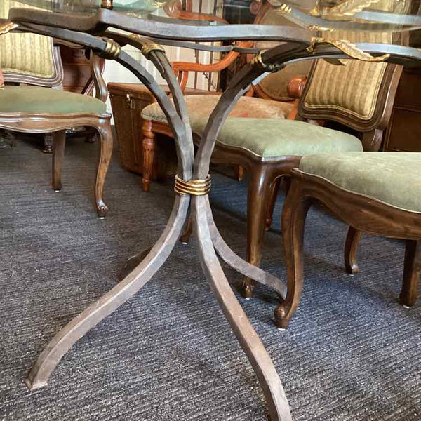 Iron Base Table With Glass Top