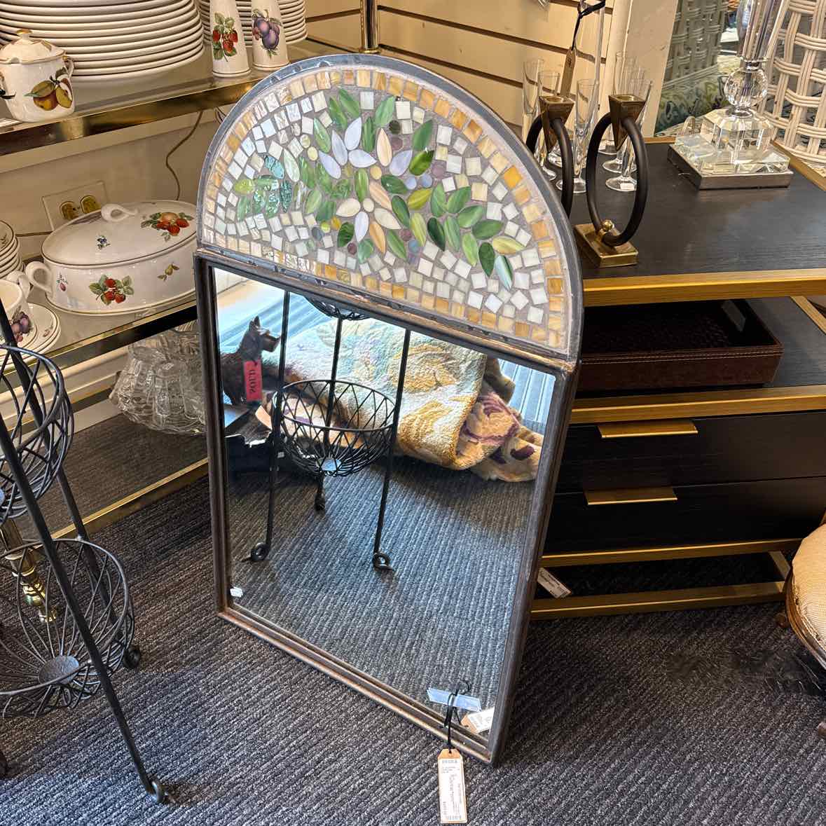 Mosaic Metal Arched Mirror