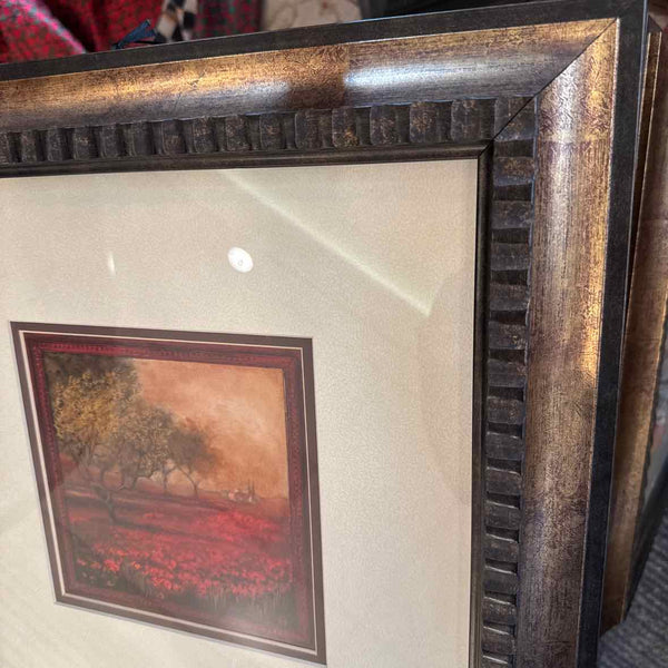 Poppy Field & Trees Framed Print