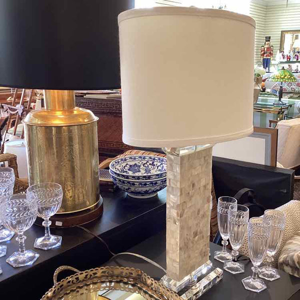 Pair Of Mother Of Pearl Column Lamps