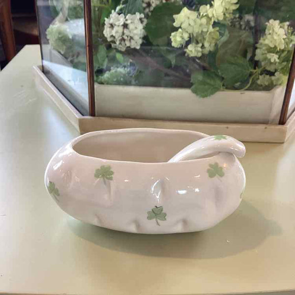 Shamrock Sauce Dish with Spoon