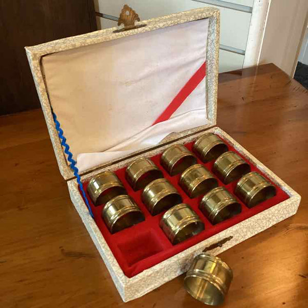 12 Brass Napkin Rings (in box)