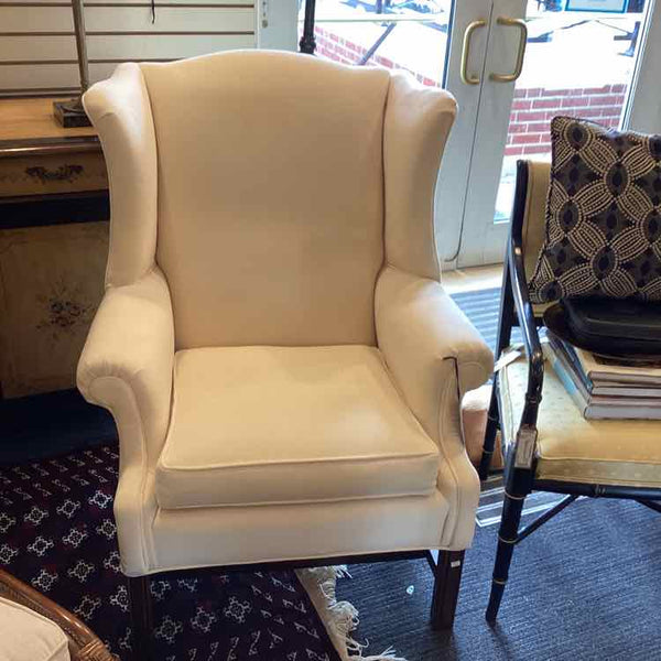 Ivory Chippendale Wing Back Chair
