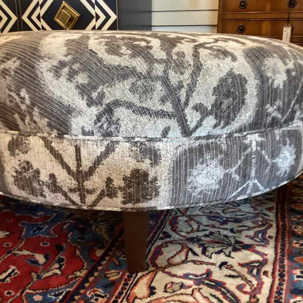 Gray And Beige Chenille Like Ottoman