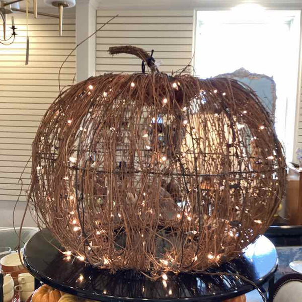 Grapevine Lighted Pumpkin