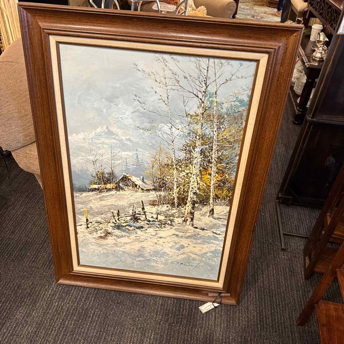 Winter Barn Oil Painting