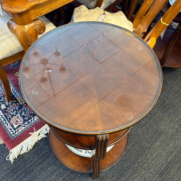 Round 3 Tier Hickory Chair Side Table