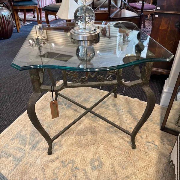 Iron And Glass Top Table