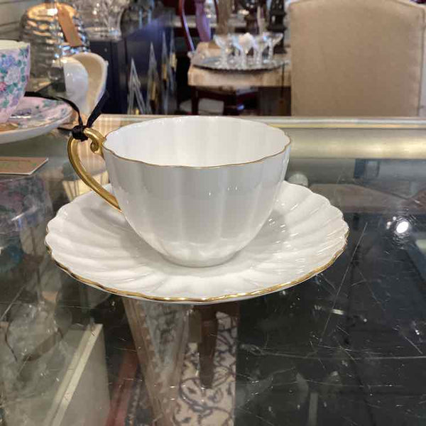 Shelley White and Gold Cup and Saucer