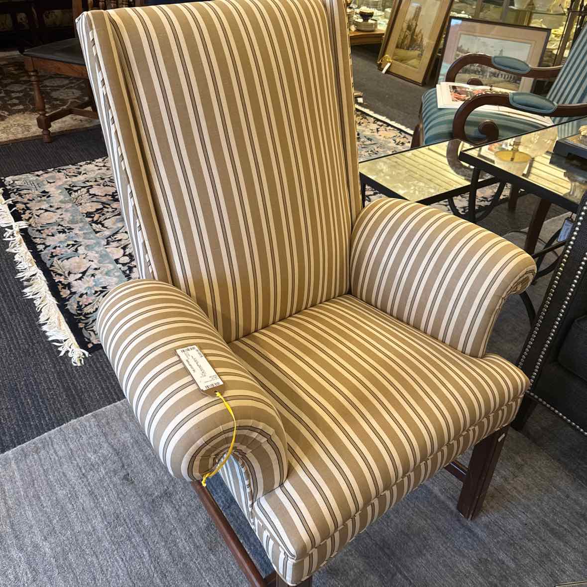 Striped Beige Arm Chair