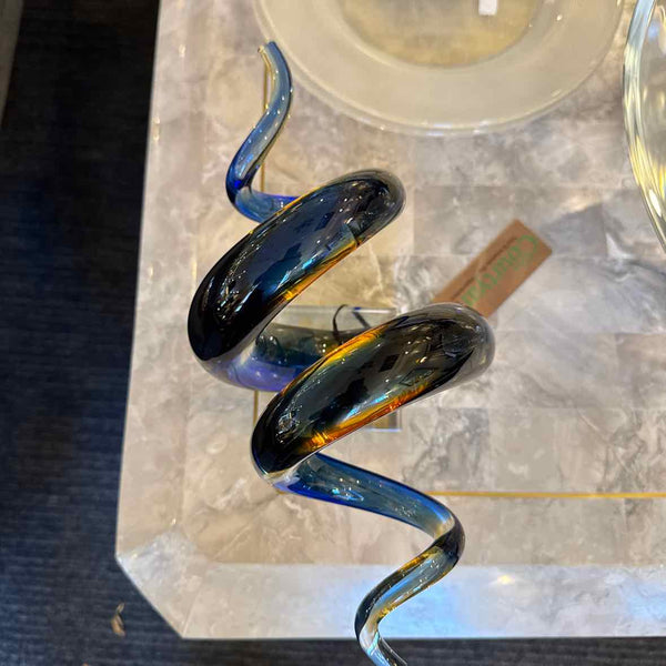 Murano Blue Glass Twist Sculpture