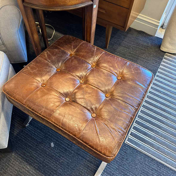 Rustic Leather Ottoman