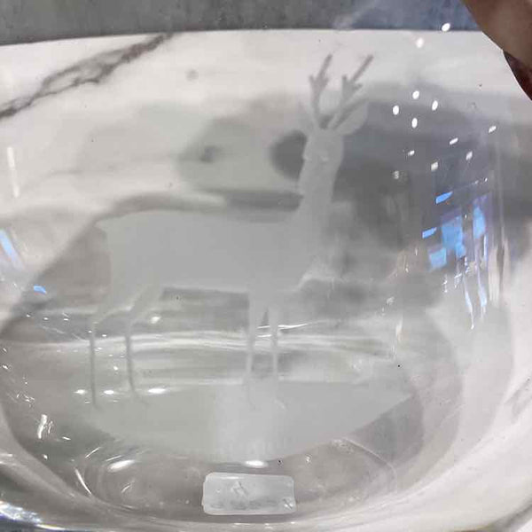 Vintage Orrefors Bowl With Etched Deer