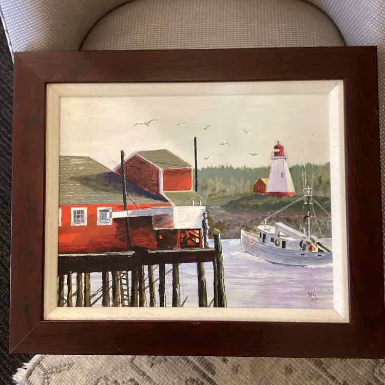 Signed Oil Painting "The Wharf"
