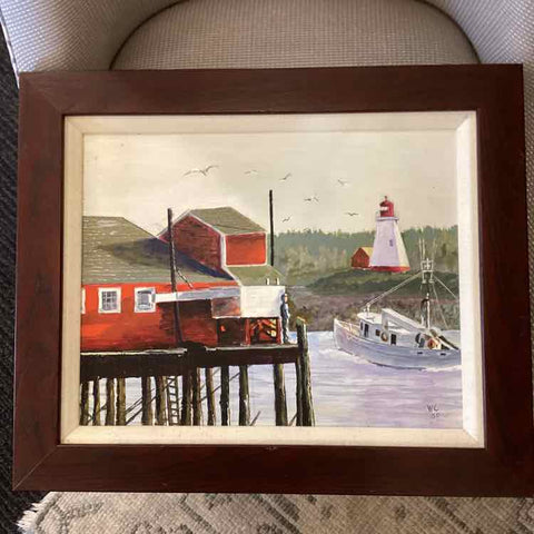 Signed Oil Painting "The Wharf"