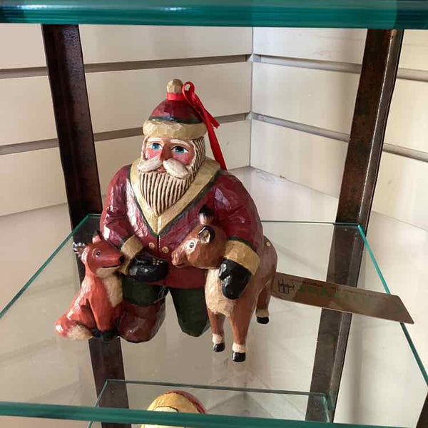 Wood Santa With Critter